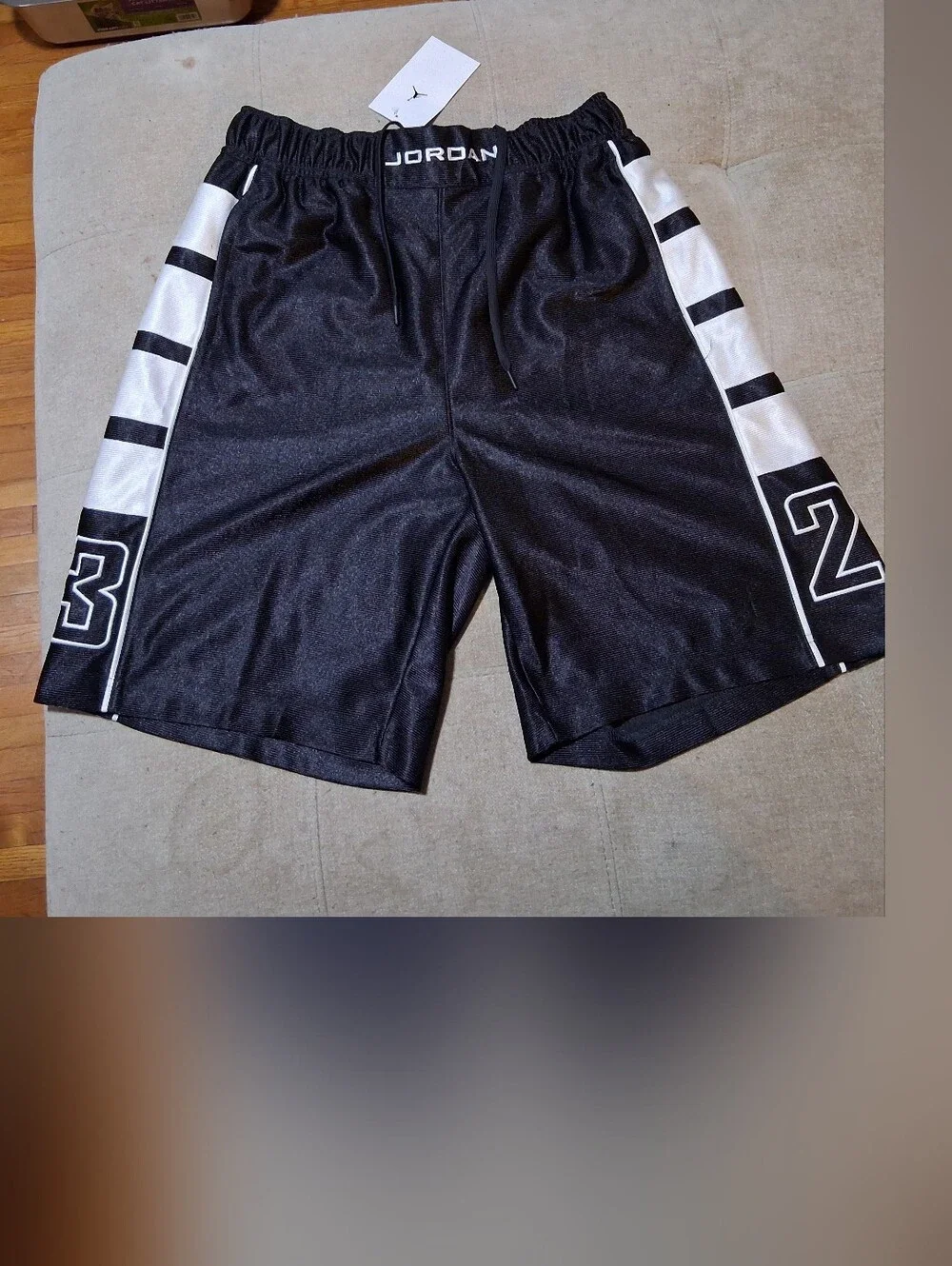 Jordan Men’s Black Athletic Shorts with White Side Panels